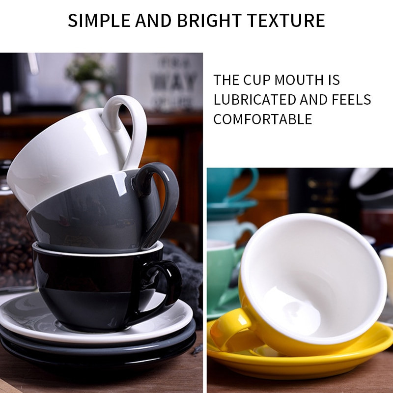 220 ml kvaliteetsed keraamilised kohvitassid Kohvitasside komplekt Lihtne Euroopa stiilis Cappuccino lilletopsid Latte värviline puhas Coaster