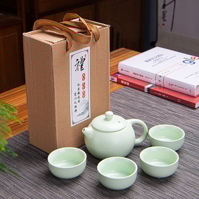 Set de ceai din porțelan din ceramică, ceainic, ceainic, ceainic, ceainic, pește, celadon, set de ceai, ceainic, creativ, kung fu, ceai, ceainic, set de 6 cani de ceai