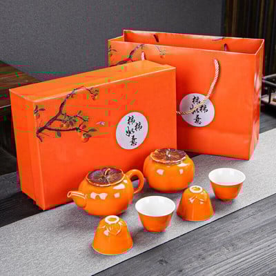 Set de ceai din porțelan din ceramică, ceainic, ceainic, ceainic, ceainic, pește, celadon, set de ceai, ceainic, creativ, kung fu, ceai, ceainic, set de 6 cani de ceai