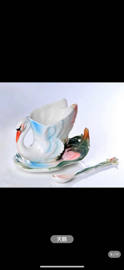 Magpies Plum Blossom Smalt Color ceașcă de cafea cu farfurie și lingură Cești de ceai creative europene Set de căni de ceai