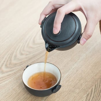 японски комплект за чай Black keramische theepot thee kopjes een thee комплекти kung fu reizen комплект чайници gaiwan drinkware