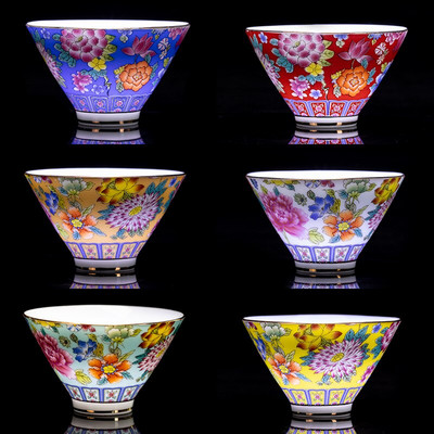 4 tk/komplekt Jingdezhen Exquisite Pastell teetass Keraamiline Käsitsi maalitud teetass Master Cup Personal Cup Office majapidamises kasutatav teekomplekt