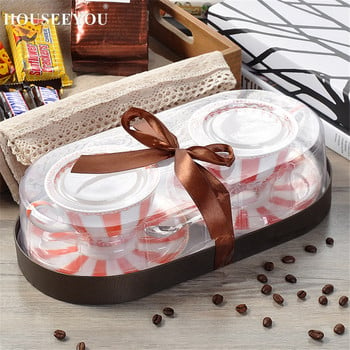 HOUSEEYOU European Rainbow Bone China Φλιτζάνι καφέ Φλιτζάνια Πιατάκι Σετ Δημιουργικό Κεραμικό Κύπελλο Προηγμένο Φλιτζάνι Τσαγιού Βαλεντίνου από πορσελάνη