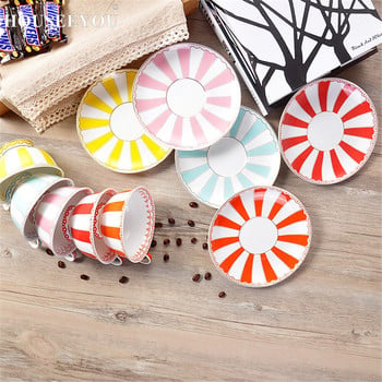 HOUSEEYOU European Rainbow Bone China Φλιτζάνι καφέ Φλιτζάνια Πιατάκι Σετ Δημιουργικό Κεραμικό Κύπελλο Προηγμένο Φλιτζάνι Τσαγιού Βαλεντίνου από πορσελάνη