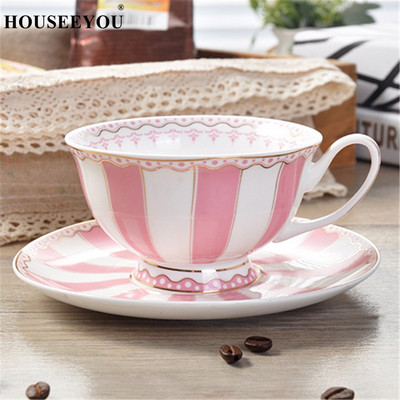 HOUSEEYOU European Rainbow Bone China, ceașcă de cafea, set de farfurii, ceașcă creativă din ceramică, ceașcă de ceai de Valentine din porțelan avansat