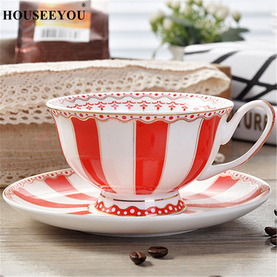 HOUSEEYOU European Rainbow Bone China, ceașcă de cafea, set de farfurii, ceașcă creativă din ceramică, ceașcă de ceai de Valentine din porțelan avansat