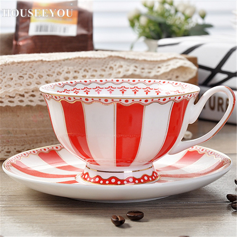 HOUSEEYOU European Rainbow Bone China, ceașcă de cafea, set de farfurii, ceașcă creativă din ceramică, ceașcă de ceai de Valentine din porțelan avansat