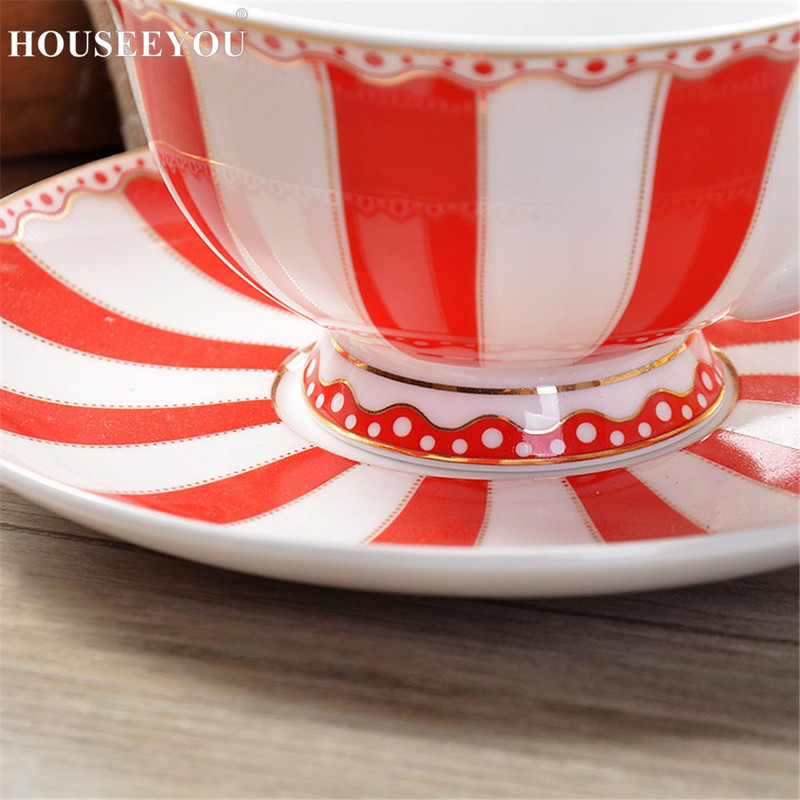 HOUSEEYOU European Rainbow Bone China, ceașcă de cafea, set de farfurii, ceașcă creativă din ceramică, ceașcă de ceai de Valentine din porțelan avansat