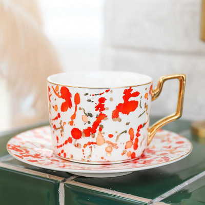 250 ml Engleski vintage uzorak Keramička šalica za kavu Set tanjurića Luksuzne europske porculanske šalice za čaj Domaći popodnevni čaj Šalica s cvijetom