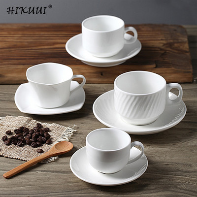 Fehér porcelán kávéscsészék készlet csészealjjal Kávés tea csésze Kerámia kávés bögre és csészealj