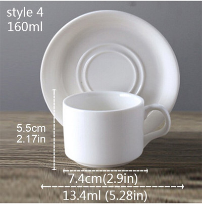 Baltos porcelianinės kavos puodelių rinkinys su lėkšte Kavos arbatos puodelis Keramika Kavos puodelis ir lėkštė