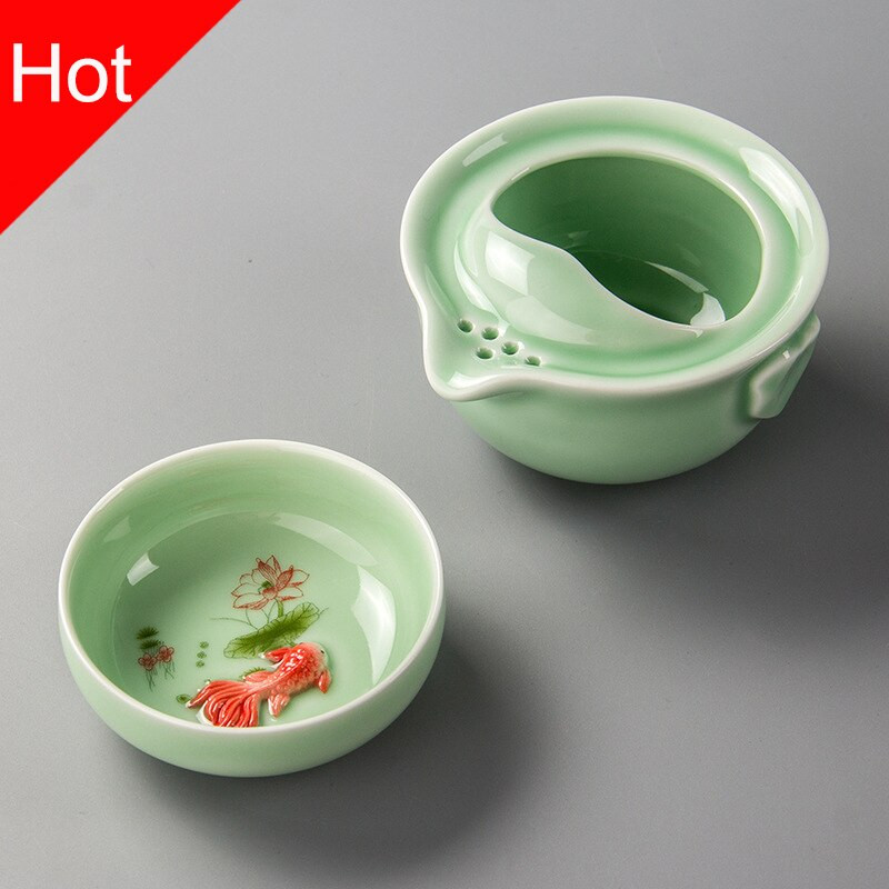 Keramická čajová súprava obsahuje 1 kanvicu a 1 šálku, vysoko kvalitný elegantný gaiwan, krásnu a jednoduchú kanvicu na čaj, kung-fu čajovú súpravu