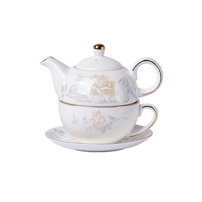 Keramički set za čaj za jednu osobu, čajnik i šalica za čaj s poklopcem i tanjurićem, set čajnika za popodnevni čaj za jednu osobu, set za čaj za žene, odrasle