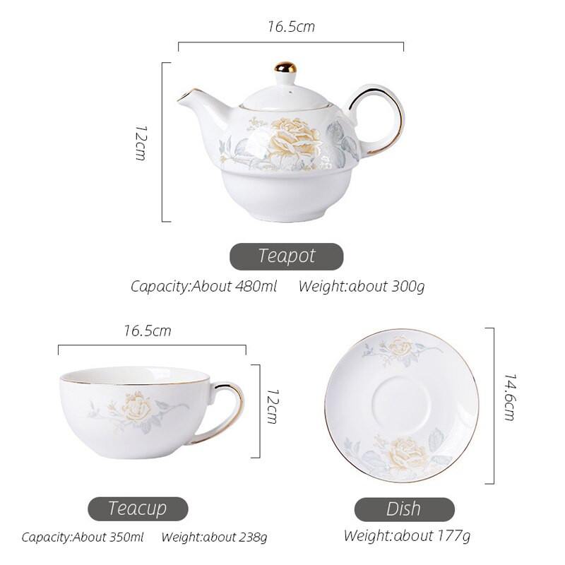 Keramički set za čaj za jednu osobu, čajnik i šalica za čaj s poklopcem i tanjurićem, set čajnika za popodnevni čaj za jednu osobu, set za čaj za žene, odrasle