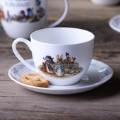 Kvalitný kreslený králik v anglickom štýle, 2 ks/sada kostného porcelánu, kávových šálok, čajových podšálok, 250 ml, keramický riad, darček do kuchyne