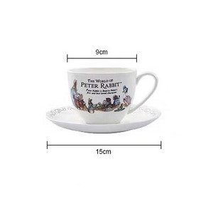 Kvalitný kreslený králik v anglickom štýle, 2 ks/sada kostného porcelánu, kávových šálok, čajových podšálok, 250 ml, keramický riad, darček do kuchyne