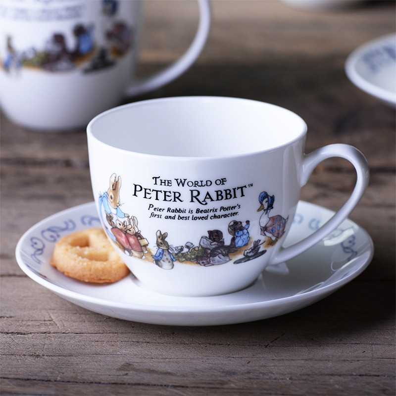 Kvalitný kreslený králik v anglickom štýle, 2 ks/sada kostného porcelánu, kávových šálok, čajových podšálok, 250 ml, keramický riad, darček do kuchyne