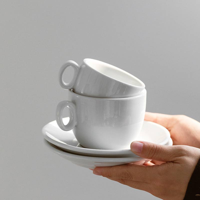 Keramická sada kávových šálok, espresso šálky, latte cappuccino, hrnček na kávu s podšálkou, do kancelárie, do kaviarne, do popoludňajšieho čaju, biela