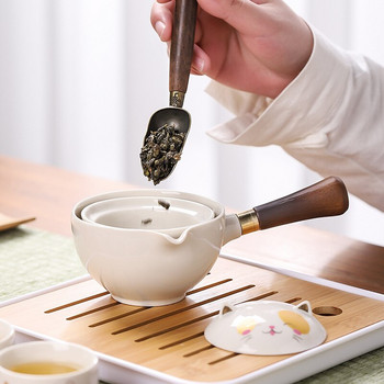 Creative Lucky Cat Pattern Преносим порцеланов китайски сервиз за чай Керамична тенджера и чаша Infuser Чайник Чайник за дома Пътуване Офис
