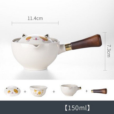 Kreatívna prenosná porcelánová čínska čajová súprava so vzorom šťastnej mačky, keramická kanvica a šálka, kanvica na čaj, kanvica na čaj pre domácnosť a cestovanie, kanceláriu