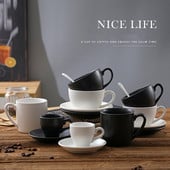 Profesionalni set šalica i tanjurića za espresso od 80 ml Čista, potpuno crno-bijela šalica za jaku kavu, mat matirana keramika ESPRESSO SHOT Tulip