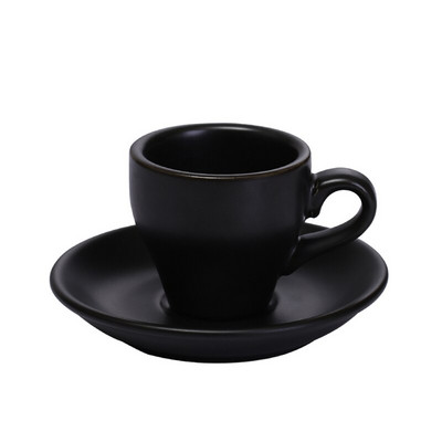 Profesionalni set šalica i tanjurića za espresso od 80 ml Čista, potpuno crno-bijela šalica za jaku kavu, mat matirana keramika ESPRESSO SHOT Tulip