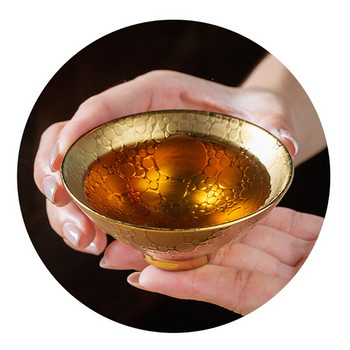 Винтидж позлатена чаша за чай Керамична чаша за чай Китайски стил Ретро ръчно изработена чаша за чай Temmoku Glaze Tea Set Home Tea Bowl Master Cup