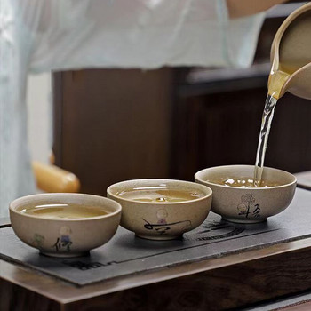 6 бр. Чаша за чай от груба керамика Китайски сервиз за чай Керамични чаши и чаши Чайници за варене на вода Самовар Gaiwan Чайник Shu Puer Чайник