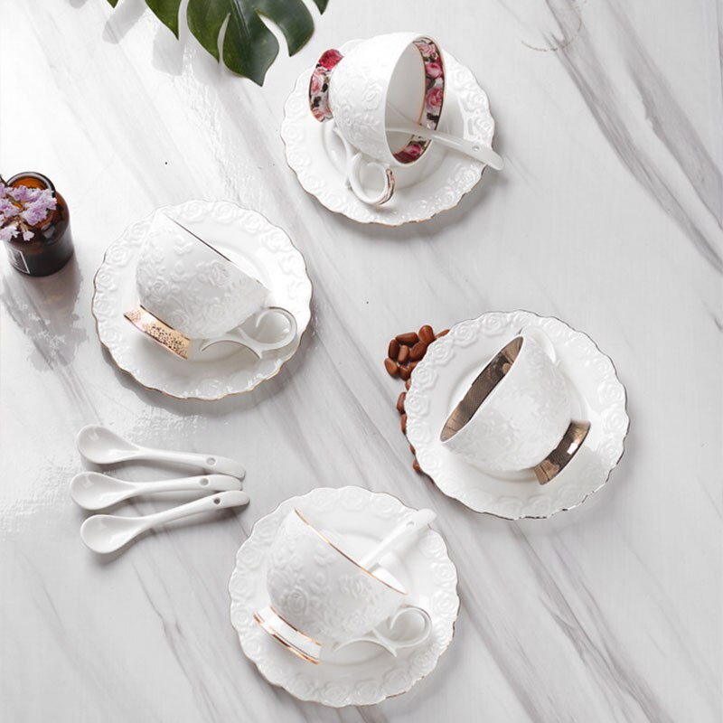 Keraminiai puodeliai ir lėkštės Kavos puodelių rinkinys Kontinentinis vienspalvis angliškos popietės arbatos puodelių rinkinys Kavos puodelis