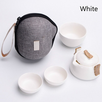 Set de ceai de călătorie din porțelan Set de ceainic portabil Dehua alb Kungfu, cadou de afaceri din ceramică