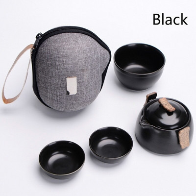 Set de ceai de călătorie din porțelan Set de ceainic portabil Dehua alb Kungfu, cadou de afaceri din ceramică