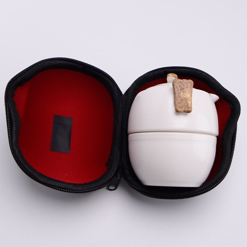 Set de ceai de călătorie din porțelan Set de ceainic portabil Dehua alb Kungfu, cadou de afaceri din ceramică