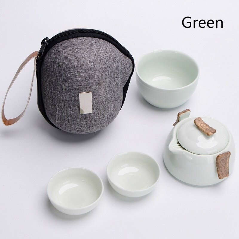 Set de ceai de călătorie din porțelan Set de ceainic portabil Dehua alb Kungfu, cadou de afaceri din ceramică