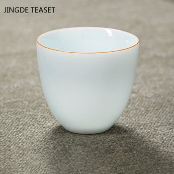 2 бр./лот Dehua Ceramics Teacup Home Thin tire Tea Bowl Китайски бял порцелан Teaware Аксесоари Единична чаша Drinkware