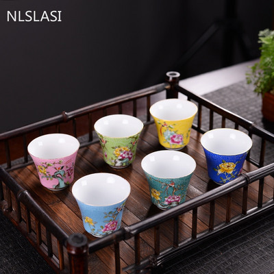 Jingdezhen Kézzel készített kerámia teáscsésze Kávéscsésze zománcozott kis teástál porcelán teáskészlet Tartozékok Hordozható Személyes Egy csésze