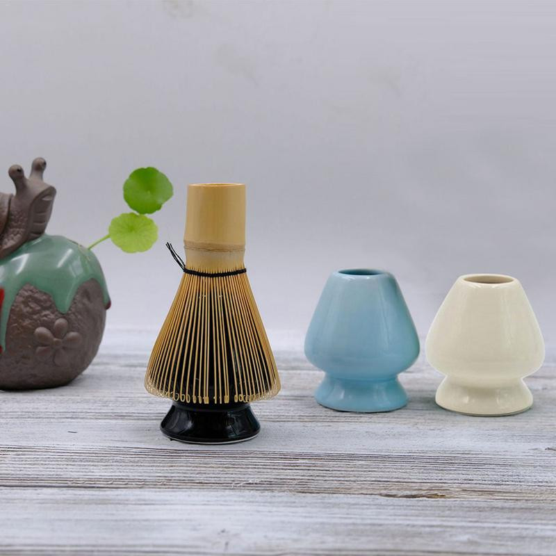 Matcha žaliosios arbatos šluotelės rinkinys – arbatos šluotelė + kaušelis + arbatos šaukštelis + gilus šluotelės laikiklis bambuko japoniško stiliaus arbatos rinkinio priedai