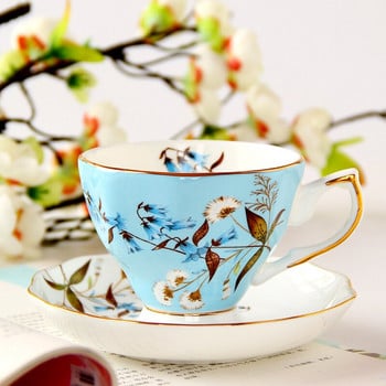 British Bone China Φλιτζάνι καφέ και Πιατάκι Σετ Μόδας Πορσελάνης Κεραμικά Λουλούδια Φλιτζάνια Τσαγιού Οικιακό Γραφείο Cafe Teaware Δώρο