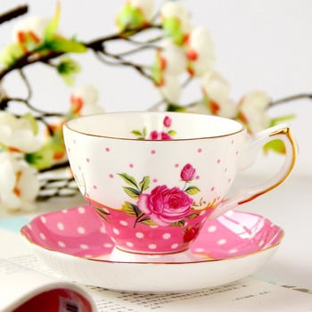 British Bone China Φλιτζάνι καφέ και Πιατάκι Σετ Μόδας Πορσελάνης Κεραμικά Λουλούδια Φλιτζάνια Τσαγιού Οικιακό Γραφείο Cafe Teaware Δώρο