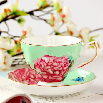 British Bone China Φλιτζάνι καφέ και Πιατάκι Σετ Μόδας Πορσελάνης Κεραμικά Λουλούδια Φλιτζάνια Τσαγιού Οικιακό Γραφείο Cafe Teaware Δώρο