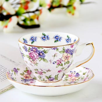 British Bone China Φλιτζάνι καφέ και Πιατάκι Σετ Μόδας Πορσελάνης Κεραμικά Λουλούδια Φλιτζάνια Τσαγιού Οικιακό Γραφείο Cafe Teaware Δώρο