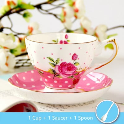 Set ceașcă de cafea și farfurii din porțelanul britanic din porțelan, cu flori din ceramică, cești de ceai pentru casă, birou, cafenea, cadou