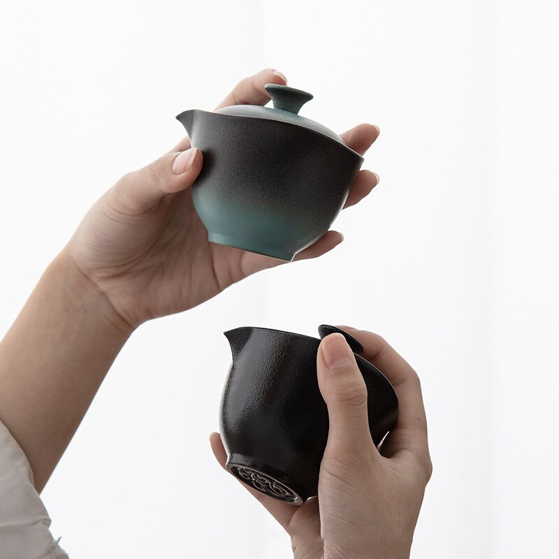 Keramická porcelánová čajová súprava Kung Fu, čajový riad, vonkajšia cestovná čajová súprava Gaiwan, odolná voči obareniu, 1 kanvica, 2 šálky, čajový infuzér, čajový obrad