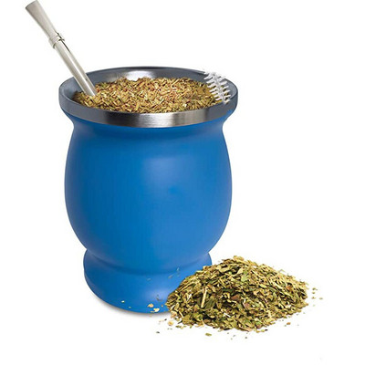 Комплект тиква Yerba Mate с двойна стена от неръждаема стомана Чаша за чай Mate и комплект Bombilla Включва тиква Yerba Mate (чаша) с една Bombilla