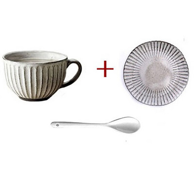 RHE 1PS Retro stílusú kávés csésze készlet kanál alátéttel Coffee shop kerámia tejes teáscsésze Dim Sum bögre