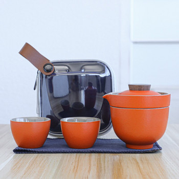 Нови офис чаши за чай Керамична преносима чанта Чайник Чайник за пътуване на открито Gaiwan Чаши за чай Церемония Кунг Фу Чаен комплект Комплект за чай