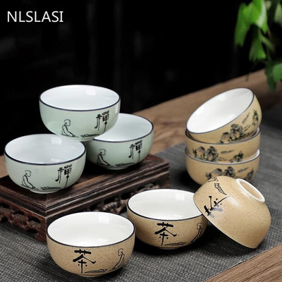 NLSLASI 3vnt./rinkinys keramikos arbatos puodelis Longquan Celadon rankų darbo arbatos rinkinys Rankomis dažytas arbatos puodelis asmeninis puodelis Master Cup 60ml