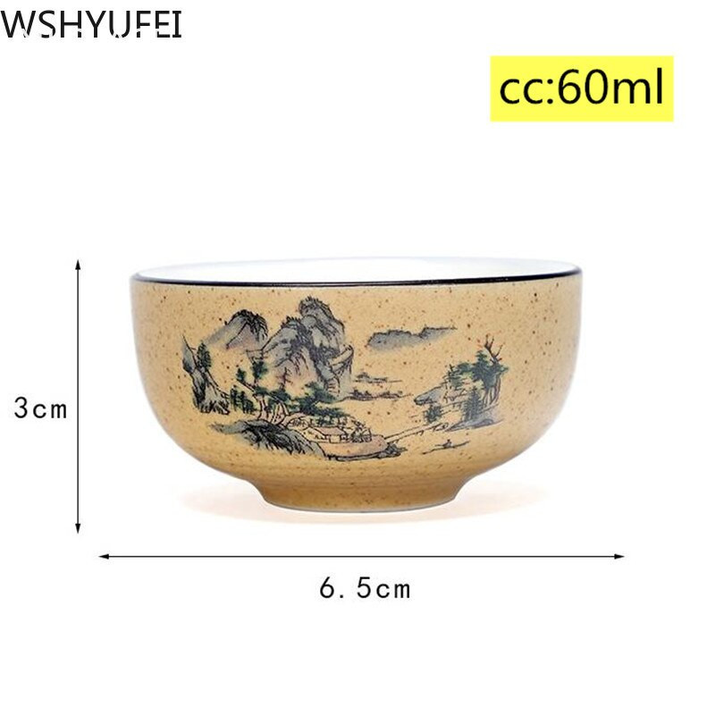 NLSLASI 3kom/set keramička šalica za čaj Longquan Celadon Ručno izrađeni set za čaj Ručno oslikana šalica za čaj Osobna šalica Master Cup 60 ml