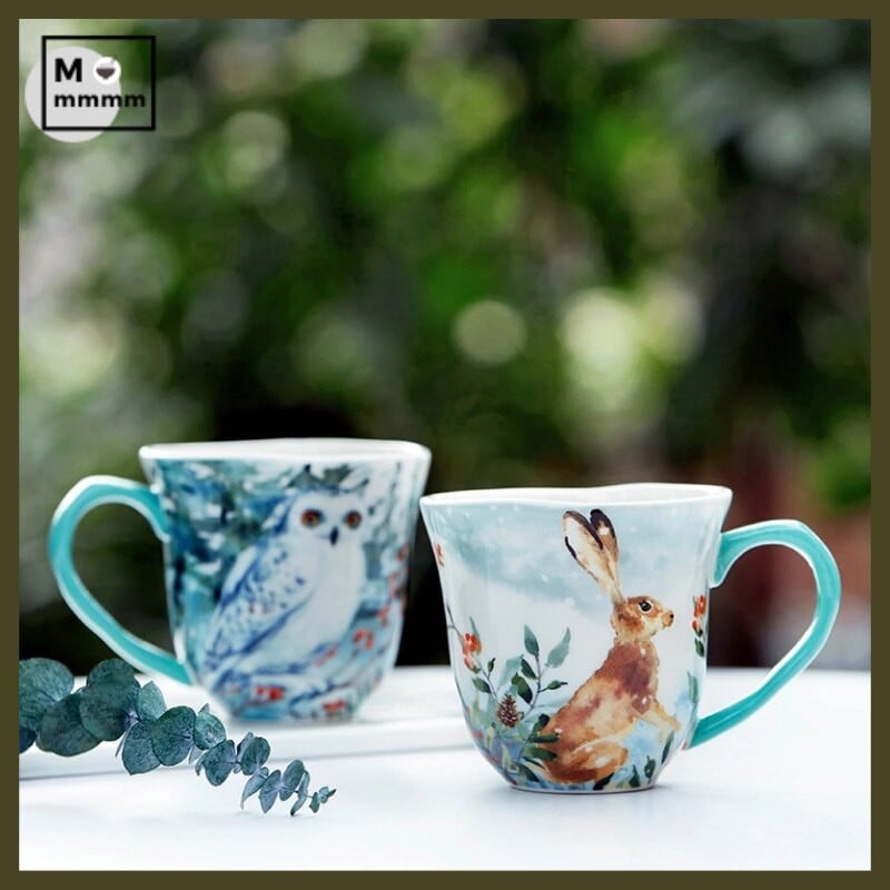 Set Cani Ceramica Cu Farfurioare Ceas Bts Ceni Mic Dejun Originale Ceas Espresso Cani Animale Padure Set Cesti Cafea Cu Farfurie Desert