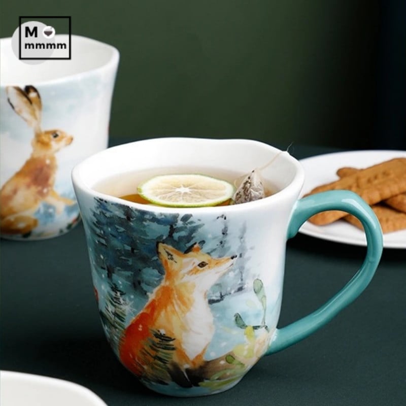 Set Cani Ceramica Cu Farfurioare Ceas Bts Ceni Mic Dejun Originale Ceas Espresso Cani Animale Padure Set Cesti Cafea Cu Farfurie Desert