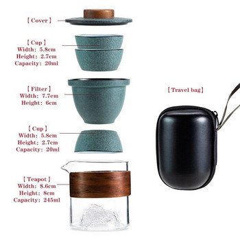 Творчески преносим комплект за чай Kung Fu за пътуване Обикновена керамика против изгаряне Quik Чаша за чай Подарък за приятели Комплекти за чай 1 тенджера и 3 чаши